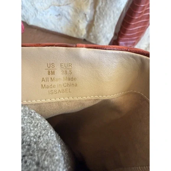 Sam Edelman RARE Raekel Croc-embossed Spiced Red Leather Block Heel Tall Boot 8M - Picture 9 of 11